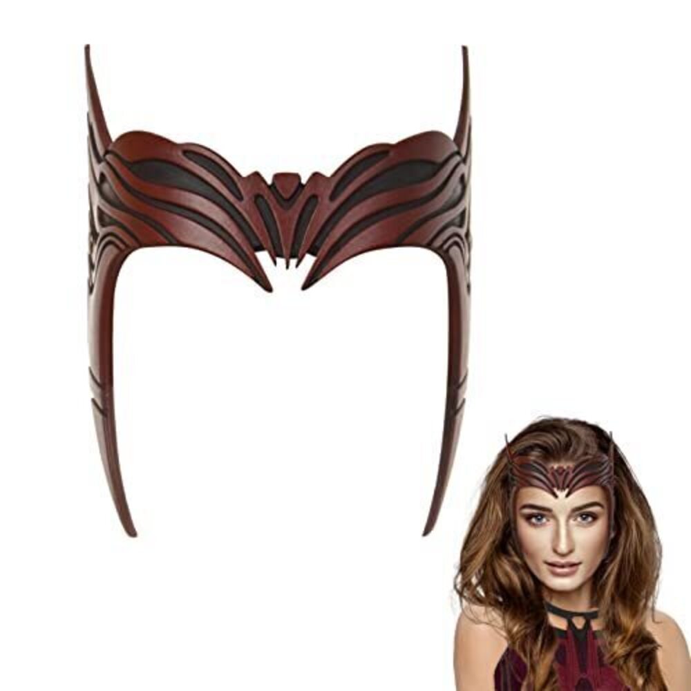 8274 Red Mask Headpiece, Latex Scarlet Red Witch Crown for Cosplay